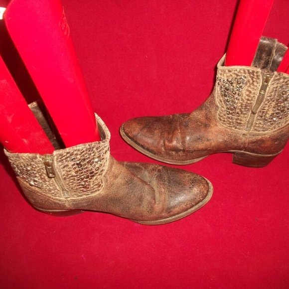 Vtg Frye Deborah Studded Aged-Leather Cowgirl Boots Handmade in Spain - Picture 4 of 10